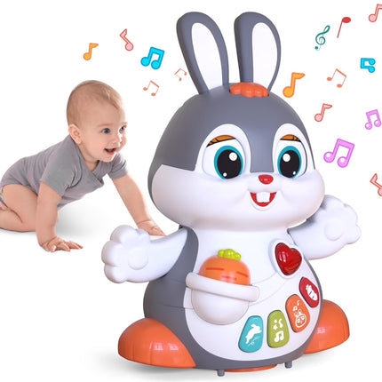 Baby Toys 6 to 12 Months Infant Tummy Time Toys Musical Bunny Crawling Toys for Babies 3 4 5 6 7 8 9 10 11 12 Months Early Learning Educational Toy with Light & Sound 1St Birthday Gifts