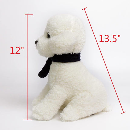 New Puppy Bichon Frise Stuffed Animals Teddy Dog Plush Doll Toys for Kids Party Gifts (White 12")