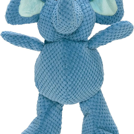 Checkers Elephant Squeaky Plush Dog Toy, Chew Guard Technology - Blue, Large