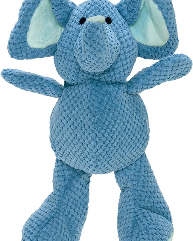Checkers Elephant Squeaky Plush Dog Toy, Chew Guard Technology - Blue, Large