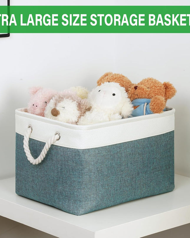 Fabric Storage Baskets for Shelves 3 Pack Large Storage Bins for Organizing Linen Collapsible Organizer for Closet-Deep Green