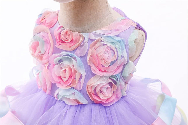 3M-6T Baby Girls Ruffle Flower Dress Elegant Pageant Party Wedding Lace Gown Dresses
