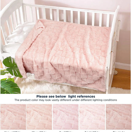 Baby Blanket for Girls 3D Checkerboard Grid Ultra- Soft Fluffy Toddler Blanket for Kids Warm Cozy Chessboard Chocolate Design Infant Blanket 30 X 40 Inches,Pink