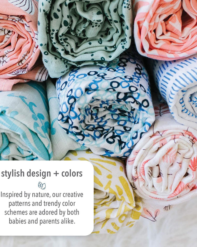 Organic Muslin Baby Boy Swaddle Blankets 2 Pack Receiving Blanket Sunset Print, White