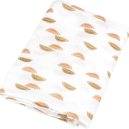 Organic Muslin Baby Boy Swaddle Blankets 2 Pack Receiving Blanket Sunset Print, White