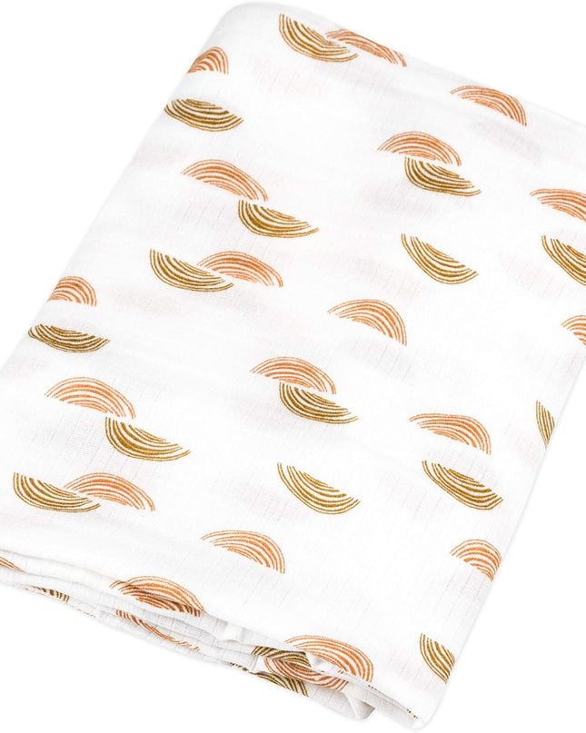 Organic Muslin Baby Boy Swaddle Blankets 2 Pack Receiving Blanket Sunset Print, White