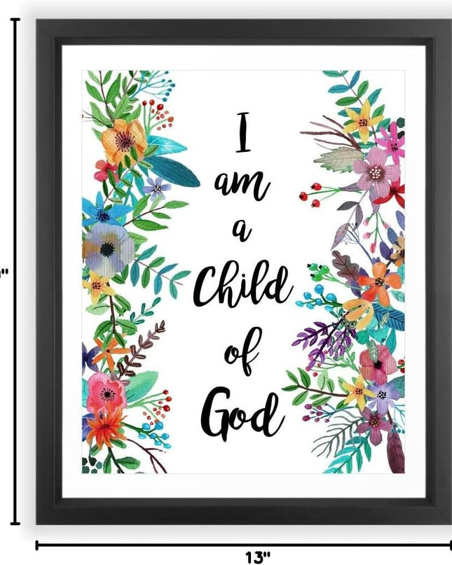 13X19 Unframed I Am a Child of God Floral Watercolor Art Print Housewarming Nursery Quote Kids Wall Motivational Poster Holiday Wgnb020