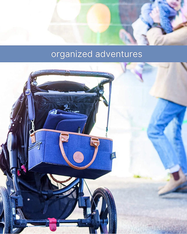 Diaper Caddy Organizer Bag Storage Tote for Baby Stuff Gifts for Moms Navy Blue