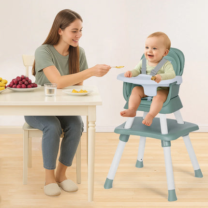 8 in 1 Baby High Chair, Toddler Dining Booster Seat for Eating, Green