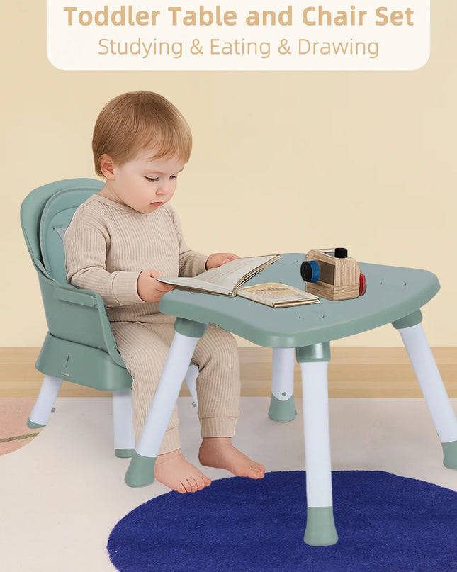 8 in 1 Baby High Chair, Toddler Dining Booster Seat for Eating, Green