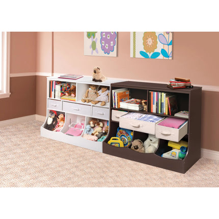 Children'S Wooden Combo Bin with Three Baskets 55 Gal Toy Storage Cube, White