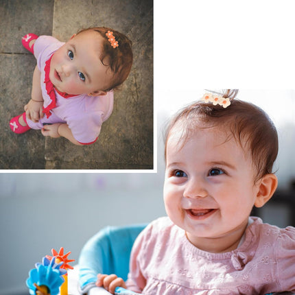 Baby Hair Clips -12Pcs Tiny Hair Barrettes for Baby Girls Fully Lined Wrapped by Soft Fabric Cloth Flower Hair Clips for Toddlers Girls Infants Kids
