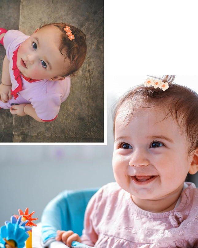 Baby Hair Clips -12Pcs Tiny Hair Barrettes for Baby Girls Fully Lined Wrapped by Soft Fabric Cloth Flower Hair Clips for Toddlers Girls Infants Kids