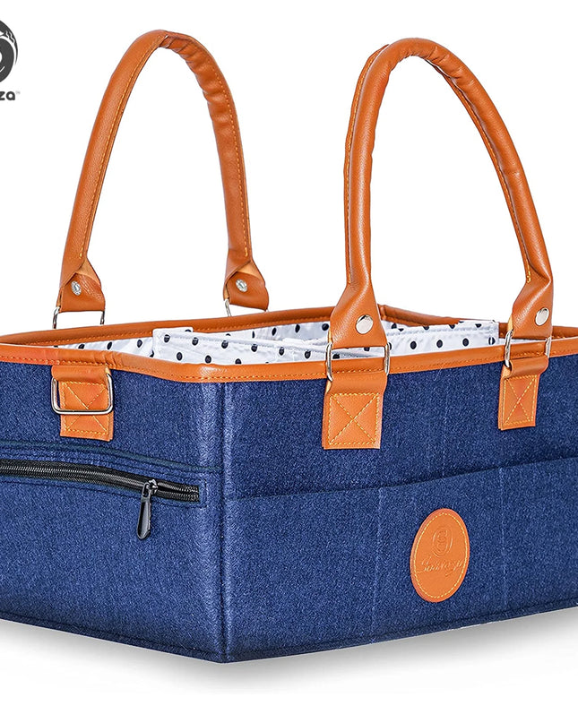 Diaper Caddy Organizer Bag Storage Tote for Baby Stuff Gifts for Moms Navy Blue