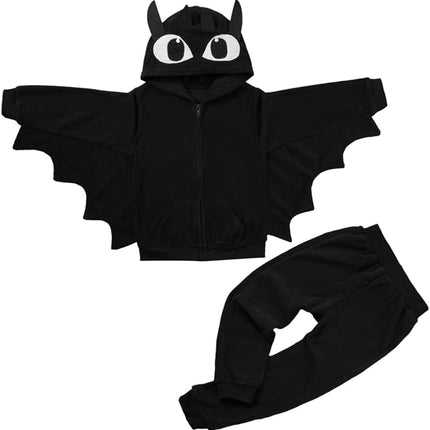 Toddler Baby Boy'S Girl'S Halloween Costume Bat Style Cosplay Clothes Set Winter Outerwear Hooded Coat