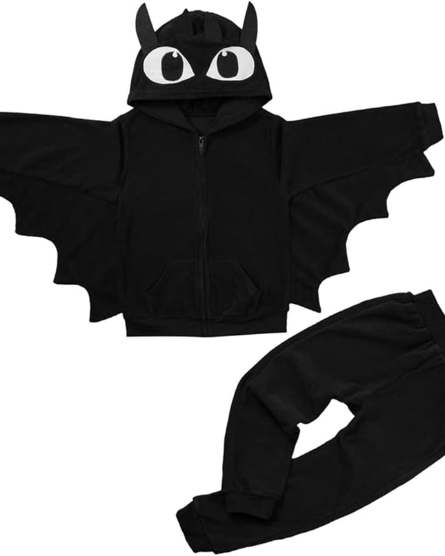 Toddler Baby Boy'S Girl'S Halloween Costume Bat Style Cosplay Clothes Set Winter Outerwear Hooded Coat