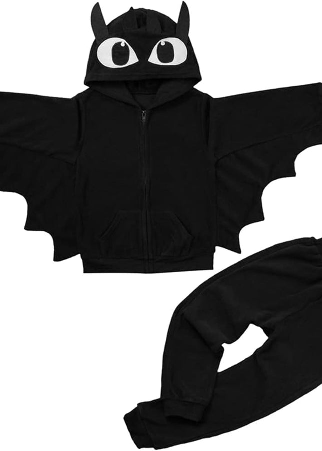 Toddler Baby Boy'S Girl'S Halloween Costume Bat Style Cosplay Clothes Set Winter Outerwear Hooded Coat