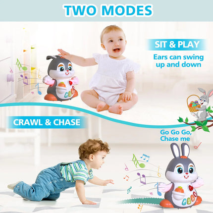 Baby Toys 6 to 12 Months Infant Tummy Time Toys Musical Bunny Crawling Toys for Babies 3 4 5 6 7 8 9 10 11 12 Months Early Learning Educational Toy with Light & Sound 1St Birthday Gifts