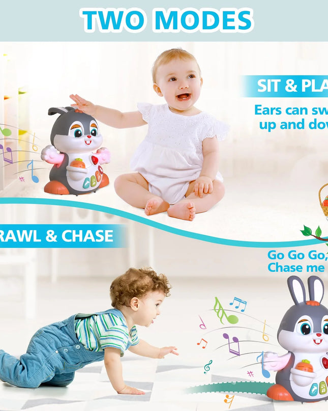 Baby Toys 6 to 12 Months Infant Tummy Time Toys Musical Bunny Crawling Toys for Babies 3 4 5 6 7 8 9 10 11 12 Months Early Learning Educational Toy with Light & Sound 1St Birthday Gifts