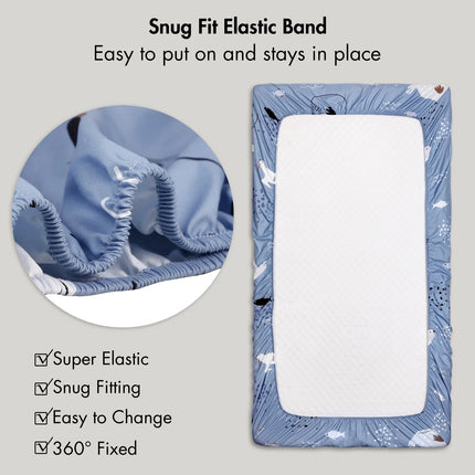 Crib Sheets for Boys Girls, Organic Fitted Elastic Toddler Bed Crib Mattress Sheets for Infant Unisex 52"X 28" X 9", Blue Ocean