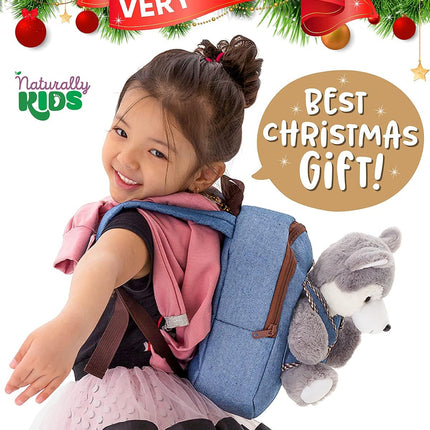 Wolf Backpack, Wolf Toys for Kids 3-5, Toddler Husky Stuffed Animal Gifts for 2 3 4 5 Year Old Girl Boy