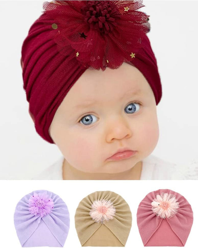 Baby Girl Toddlers Breathable Cotton Hat Newborn Knotted Hat Cute Donut Soft Turban Bow Knot Cap