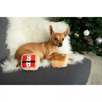 Midlee Gift Box Christmas Squares Sugar Cookie Plush Dog Toy-Reindeer, Gingerbread Man, Santa, Elf