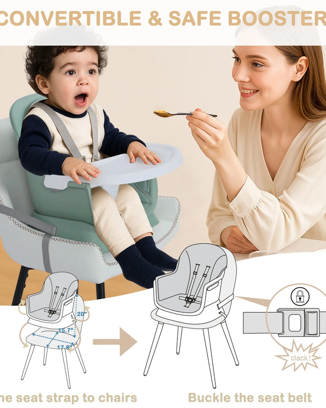 8 in 1 Baby High Chair, Toddler Dining Booster Seat for Eating, Green