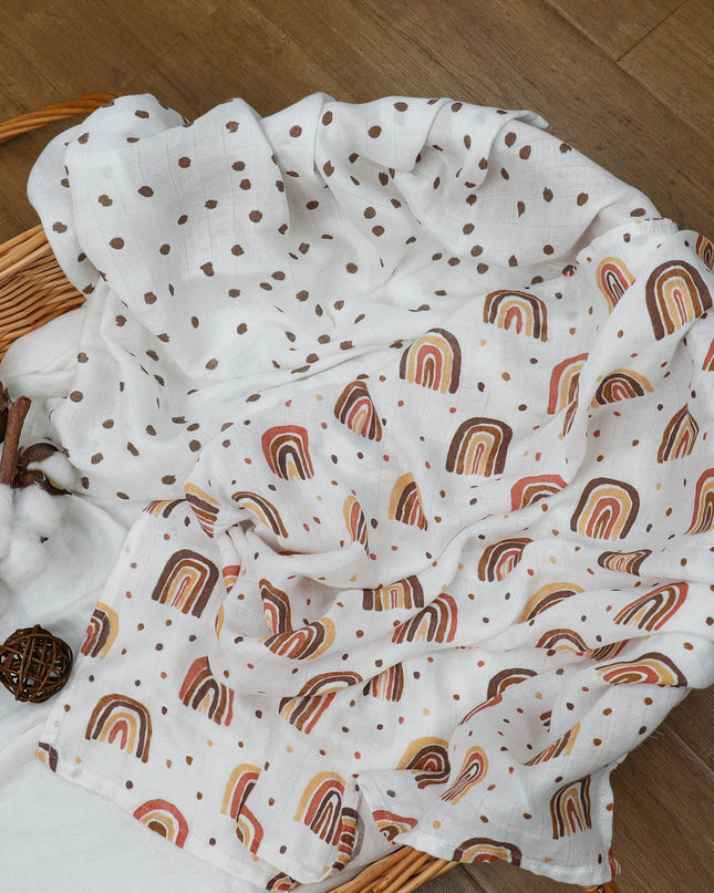 Muslin Swaddle Blankets 6-Pack, Swaddle Wrap Neutral Receiving Breathable Cotton Blankets for Newborn Infant Girls and Boys, 27 X 27", Rainbow