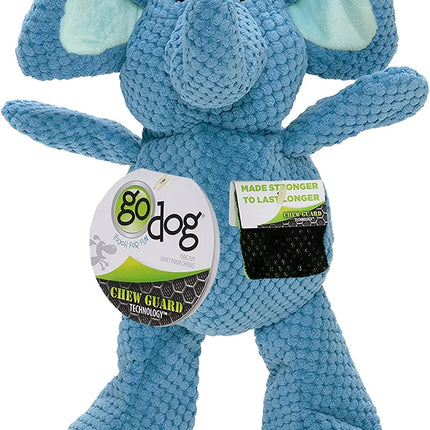 Checkers Elephant Squeaky Plush Dog Toy, Chew Guard Technology - Blue, Large