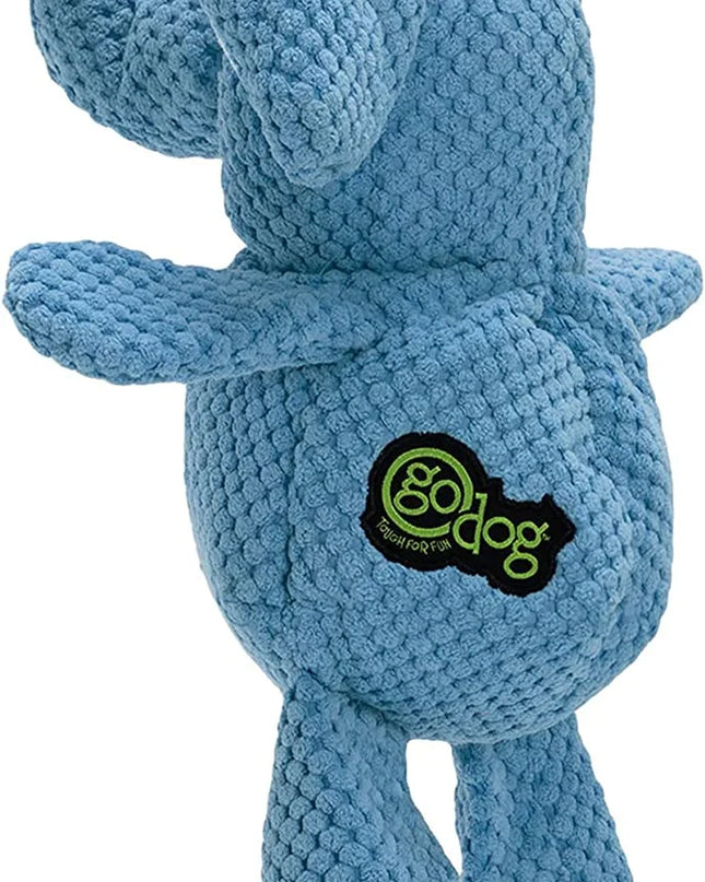 Checkers Elephant Squeaky Plush Dog Toy, Chew Guard Technology - Blue, Large