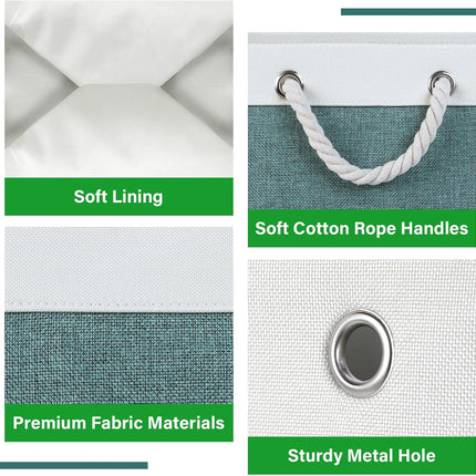 Fabric Storage Baskets for Shelves 3 Pack Large Storage Bins for Organizing Linen Collapsible Organizer for Closet-Deep Green