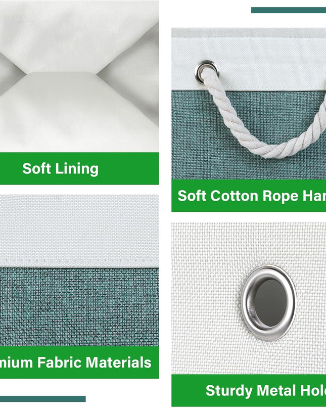 Fabric Storage Baskets for Shelves 3 Pack Large Storage Bins for Organizing Linen Collapsible Organizer for Closet-Deep Green