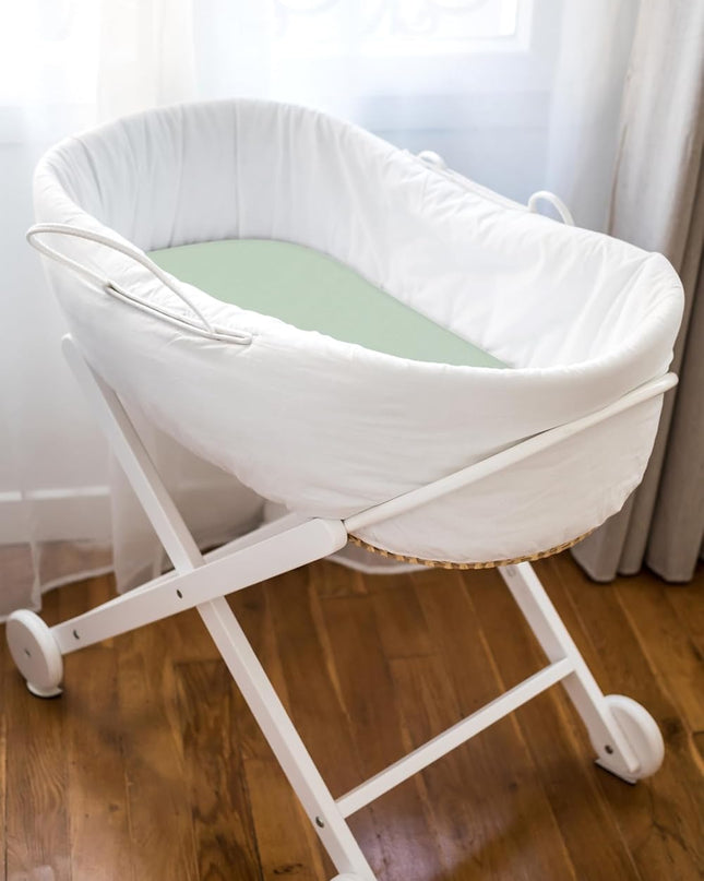 3-Pack Organic Jersey Cotton Bassinet Fitted Sheets – Fits 32 X 16 X 4 Inch Pads – Compatible with Halo, Snoo, Graco, Dream on Me, Delta – for Oval, Hourglass, and Rectangular Bassinet Mattresses