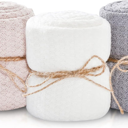 Newborn Photography Wraps - Gender Neutral Baby Essentials - Soft Knit Receiving Blankets - Newborn Photo Props - Neutral, 16" X 64" (3-Pack)