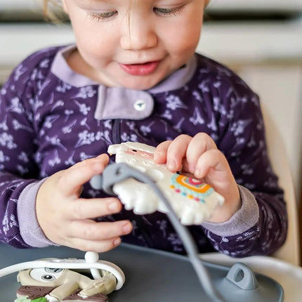 - Teething Toys Made of 100% Food Grade Silicone, Fun Animal Shapes for Teething Relief, Use Alone or Easily Attach Your Baby Teether to  Mats (Alpaca)