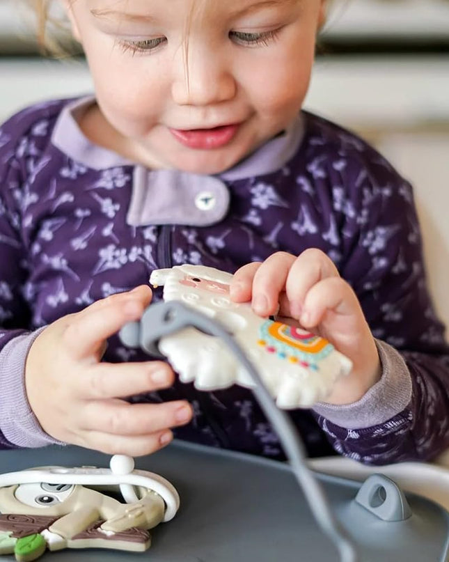 - Teething Toys Made of 100% Food Grade Silicone, Fun Animal Shapes for Teething Relief, Use Alone or Easily Attach Your Baby Teether to  Mats (Alpaca)