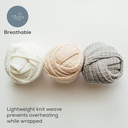 Newborn Photography Wraps - Gender Neutral Baby Essentials - Soft Knit Receiving Blankets - Newborn Photo Props - Neutral, 16" X 64" (3-Pack)
