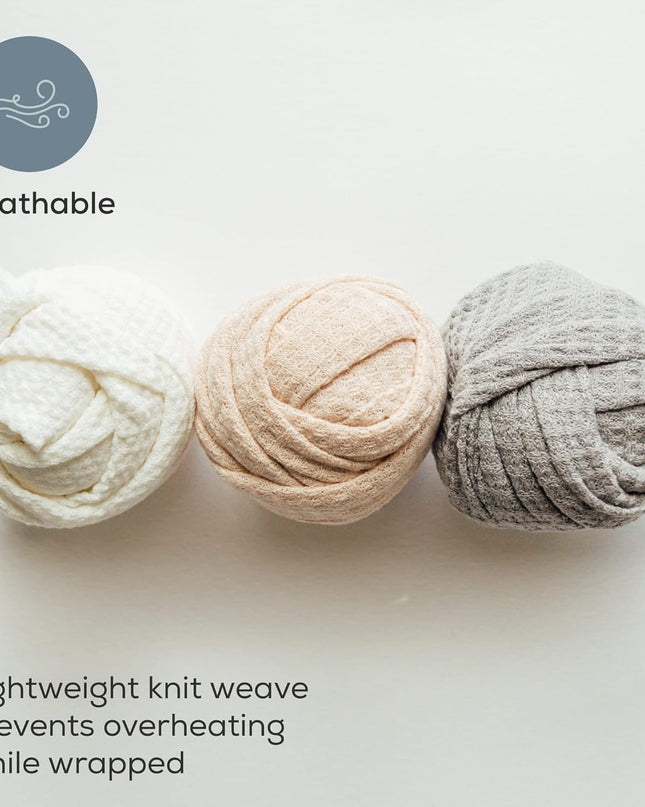 Newborn Photography Wraps - Gender Neutral Baby Essentials - Soft Knit Receiving Blankets - Newborn Photo Props - Neutral, 16" X 64" (3-Pack)