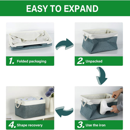 Fabric Storage Baskets for Shelves 3 Pack Large Storage Bins for Organizing Linen Collapsible Organizer for Closet-Deep Green