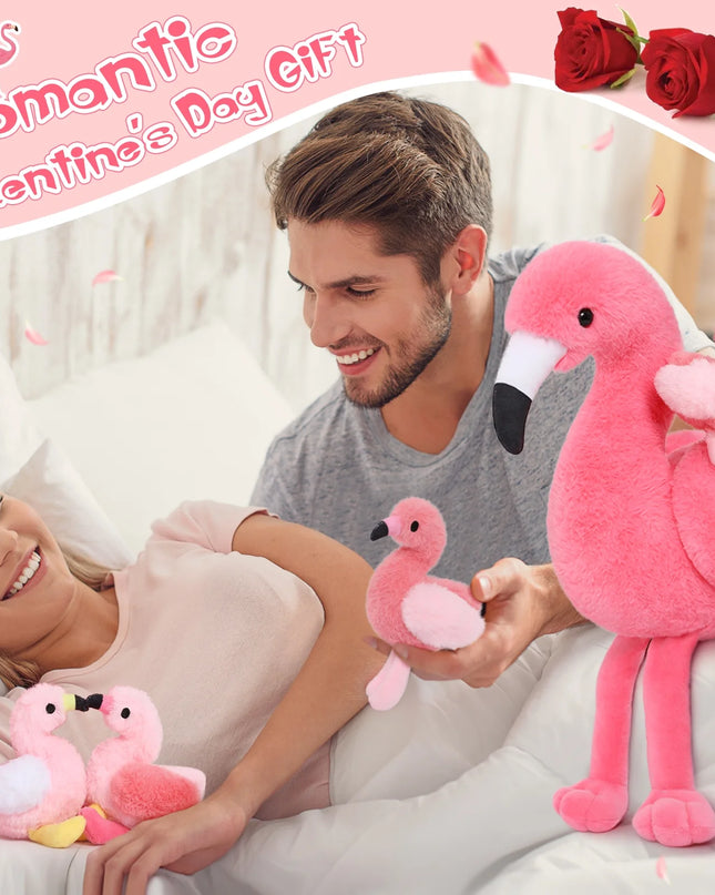 18'' Plush Flamingo Stuffed Animal Mommy Stuffed Flamingo with 4 Babies
