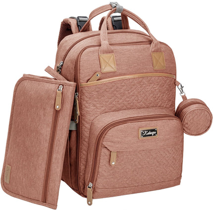 Baby Diaper Bag with Changing Pad,  Large Capacity Travel Backpack with Insulated Milk Bottle Pocket, Pink