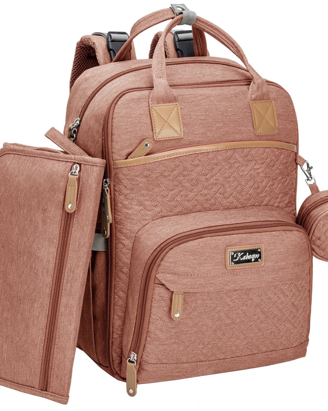 Baby Diaper Bag with Changing Pad,  Large Capacity Travel Backpack with Insulated Milk Bottle Pocket, Pink