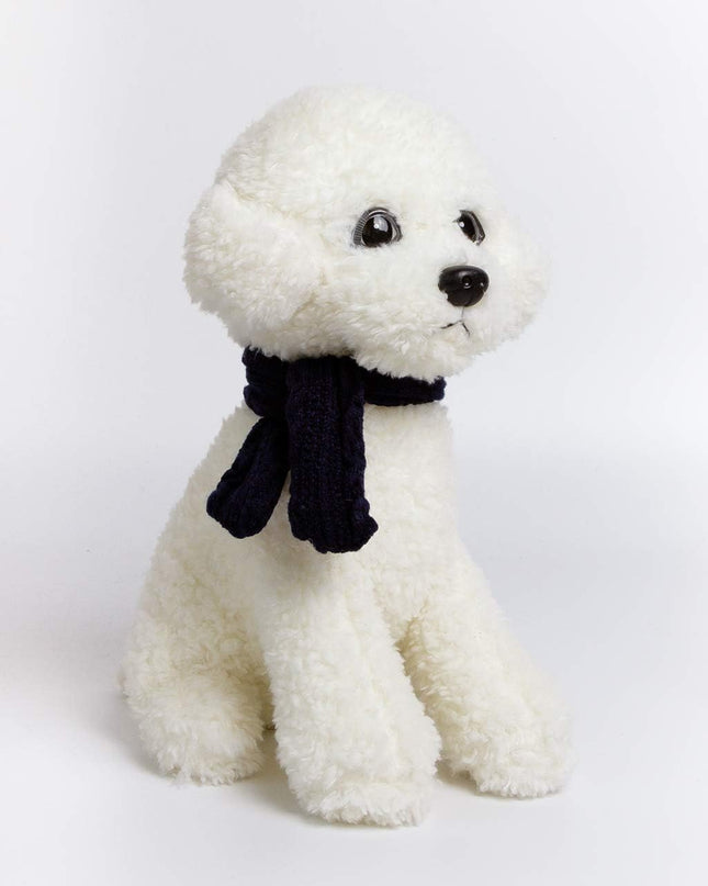 New Puppy Bichon Frise Stuffed Animals Teddy Dog Plush Doll Toys for Kids Party Gifts (White 12")