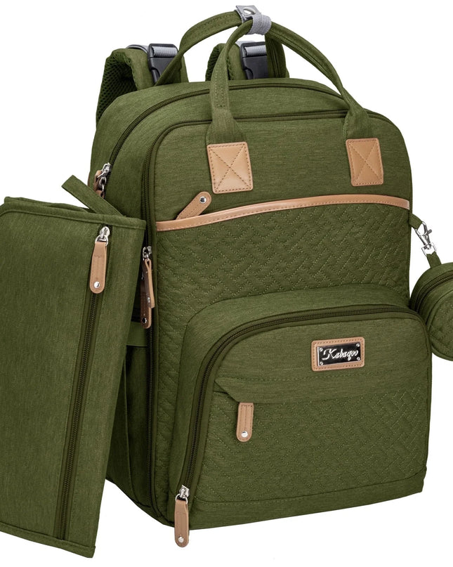 Diaper Bag Backpack with Insulated Milk Bottle Pocket, Large Baby Diaper Bag for Travel, Green