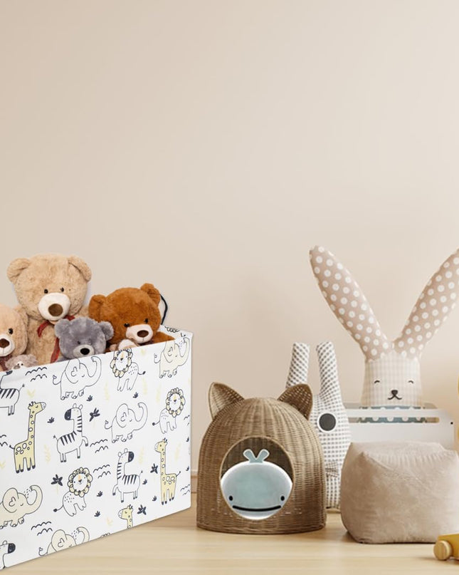 Baby Baskets Kids Toy Basket for Boy and Girls Woodland Gift Basket Empty Cute Storage Bin Organizer Box Rectangular Animal Room Decor for Books(Animal)