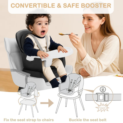 8 in 1 Baby High Chair, Toddler Dining Booster Seat for Eating, Black
