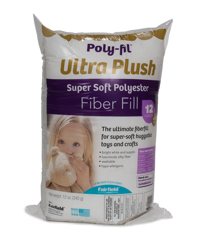 (2 Pack)  Poly-Fil Ultra Plush Super Soft Polyester Fiberfill, Soft Pillow Stuffing for Peaceful Sleep, Stuffing for Stuffed Animals and Toys, 12 Oz. Bag