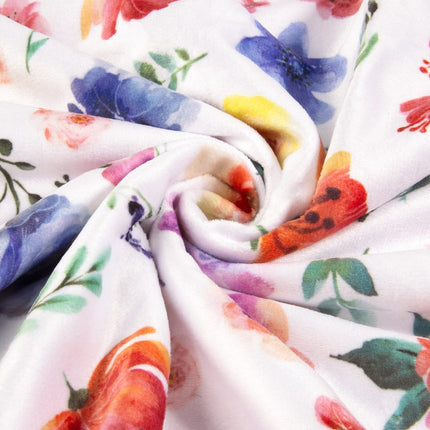 Baby Blanket for Girls Super Soft Double Layer Minky with Dotted Backing, Receiving Blanket with Blue Floral Multicolor Printed Blanket 30 X 40 Inch(75X100Cm)