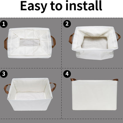 Storage Baskets for Shelves, Closet Organizer Bins, Clothes Storage Bins with Metal Frame, Extra Large Baskets for Organizing and Storage, Collapsible, Ivory, 2-Pack